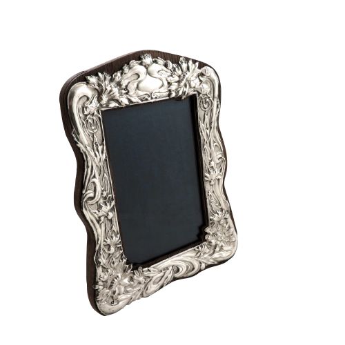 Antique Art Nouveau Sterling Silver 8" Photo Frame 1908