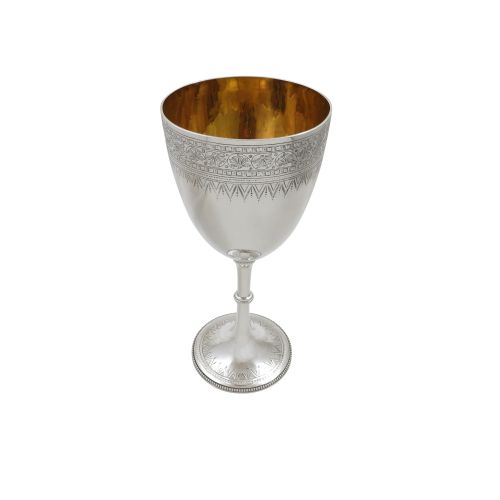 Antique Victorian Sterling Silver 8" Wine Goblet 1877