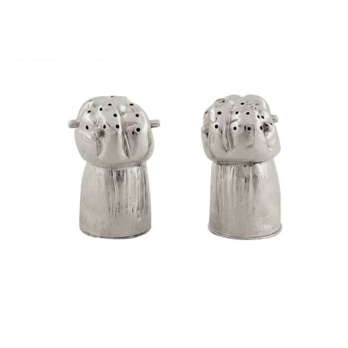 Pair of Antique Victorian Sterling Silver 'Champagne Cork' Pepper Pots 1879