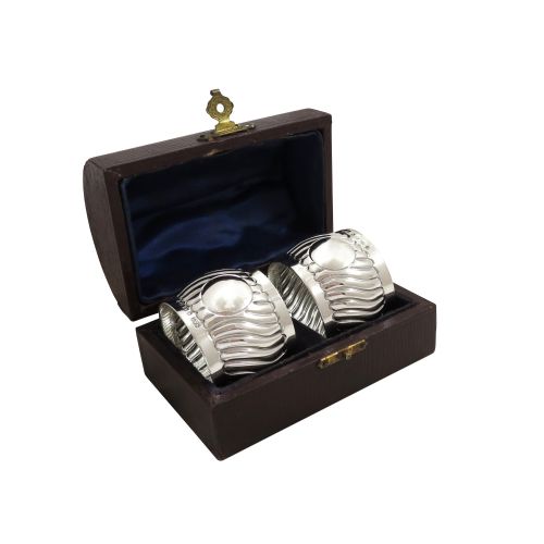 Pair of Antique Victorian Sterling Silver Napkin Rings in Case 1887