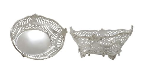 fig 1. Pair of Antique Victorian Sterling Silver Pierced Dishes 1895/96