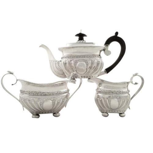 Antique Victorian Sterling Silver 3 Piece Teaset 1888