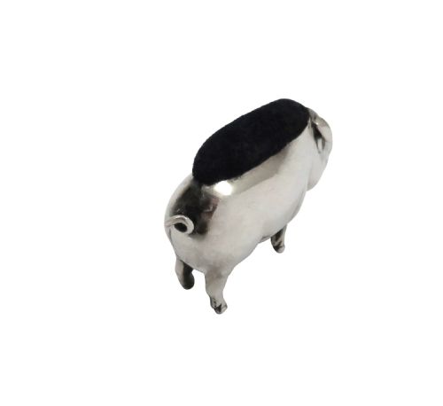 fig 1. Antique Edwardian Sterling Silver Pig Pin Cushion 1906