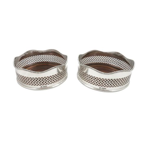 Pair of Vintage Sterling Silver Wine/champagne Coasters 1982