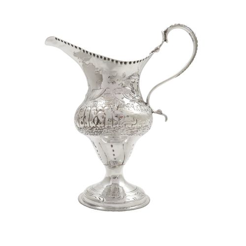 Antique Georgian Sterling Silver Jug with Scenes 1782