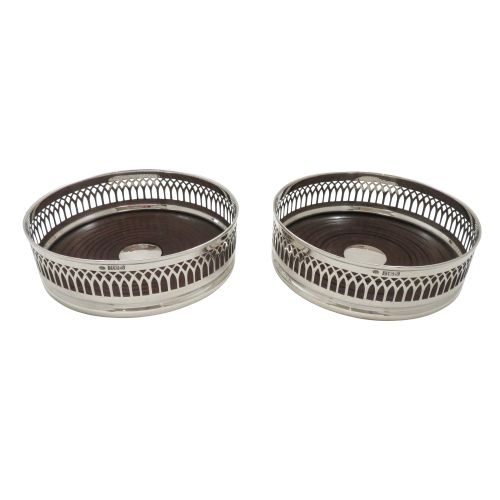 Pair of Vintage Sterling Silver Wine Bottle Coasters