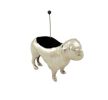 fig 1. Antique Edwardian Sterling Silver Bull Dog Pin Cushion 1906