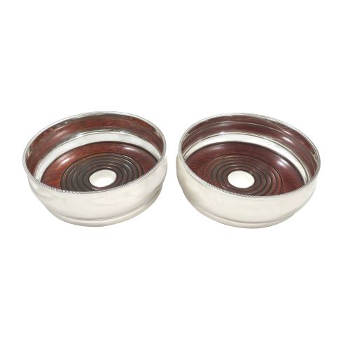 Pair of Vintage Sterling Silver Wine / Champagne Coasters