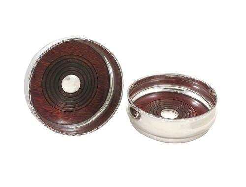 fig 1. Pair of Vintage Sterling Silver Wine / Champagne Coasters