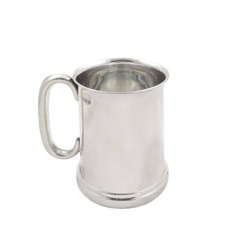 Antique Sterling Silver Pint Tankard / Mug with Glass Bottom 1933