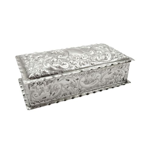 Antique Victorian Sterling Silver 5 1/2" Trinket Box 1900