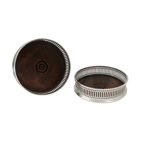 Pair of Vintage Sterling Silver Wine / Champagne Coasters
