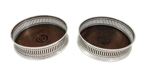 fig 1. Pair of Vintage Sterling Silver Wine / Champagne Coasters
