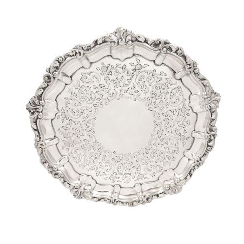 Antique Victorian Sterling Silver 10" Tray / Salver 1900