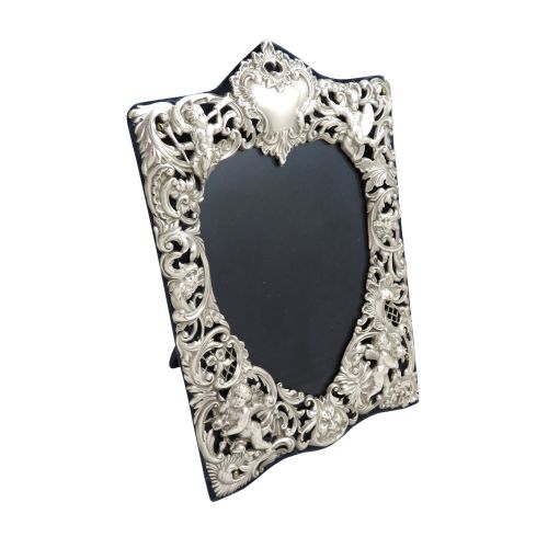 Antique Victorian Sterling Silver 7 1/2" 'Cherubs' Photo Frame 1899