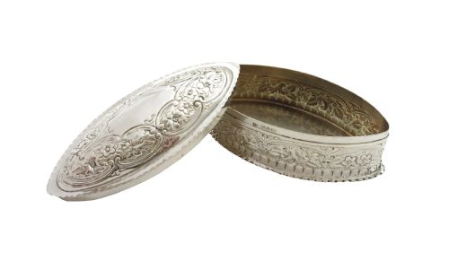 fig 1. Antique Victorian Sterling Silver Trinket Box 1890