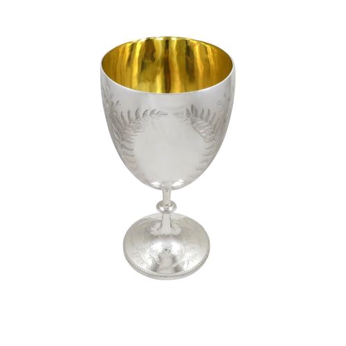 Antique Victorian Sterling Silver 10" Wine Goblet 1873