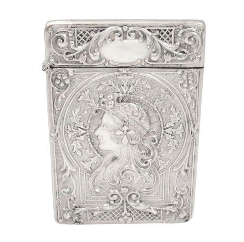 Antique Art Nouveau Sterling Silver Card Case 1902