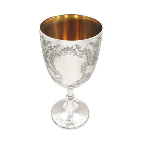 Antique Victorian Sterling Silver 10" Wine Goblet 1897