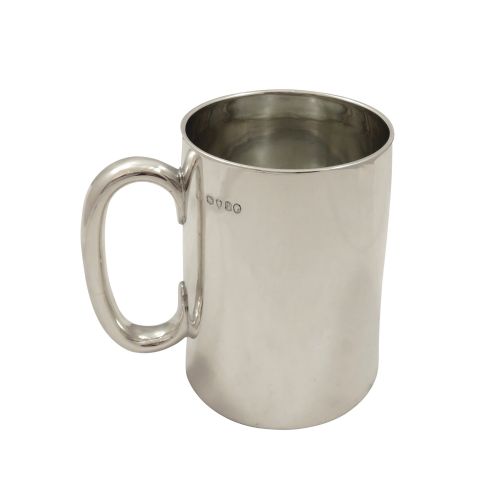 Antique Victorian Sterling Silver Tankard / Mu with Glass Base 1876