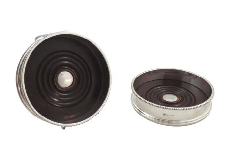 fig 1. Pair of Vintage Sterling Silver Wine Coasters
