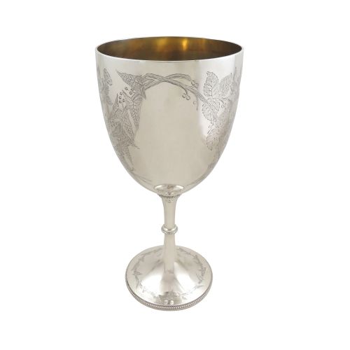 Antique Victorian Sterling Silver 9 1/2" Wine Goblet 1879