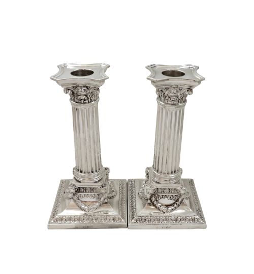 fig 2. Pair of Antique Victorian Sterling Silver 'Rams Heads' Candlesticks 1890
