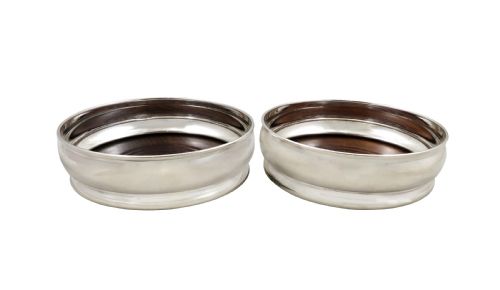 fig 1. Pair of Vintage Sterling Silver Wine / Champagne Coasters