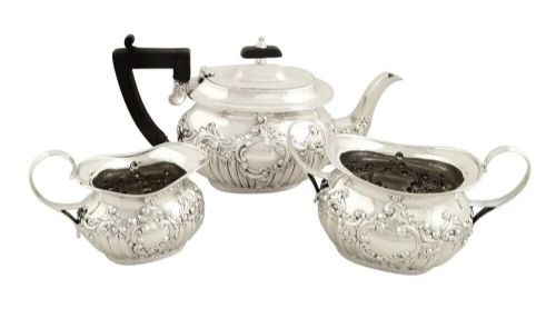 Antique George V Sterling Silver 3 Piece Teaset 1915