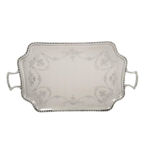 Large Antique George V Sterling Silver 25" Tray 1912