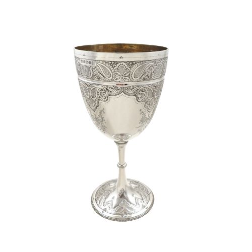 Antique Victorian Sterling Silver 8" Wine Goblet 1874