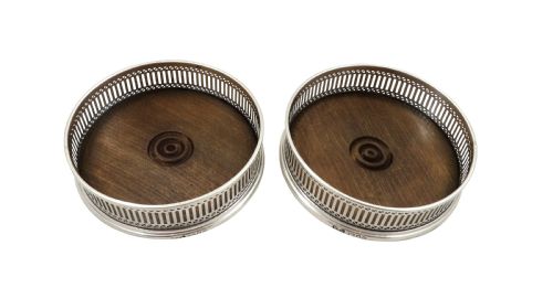 fig 1. Pair of Vintage Sterling Silver Wine Coasters