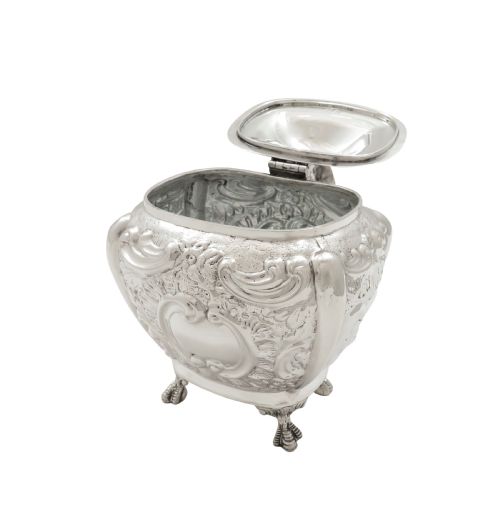fig 2. Antique Edwardian Sterling Silver 'Lion' Caddy 1905