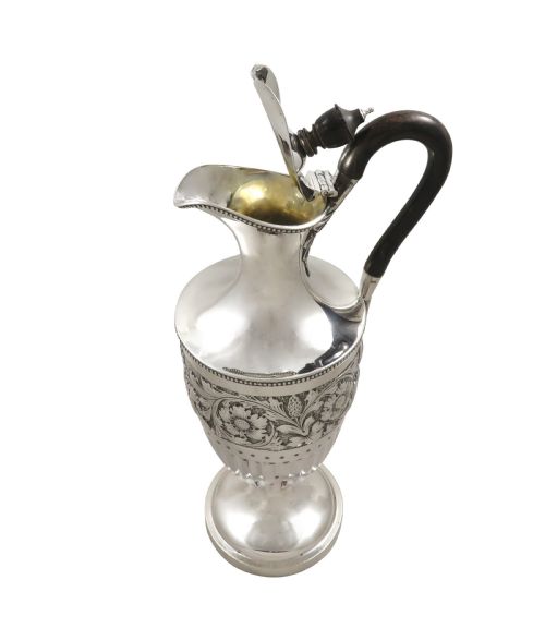 fig 1. Antique Edwardian Sterling Silver Claret Jug / Wine Ewer 1901