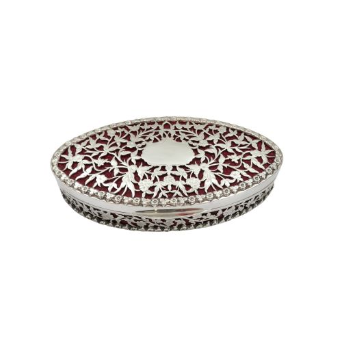 Antique Edwardian Sterling Silver 6" Pierced Jewellery / Trinket Box 1909
