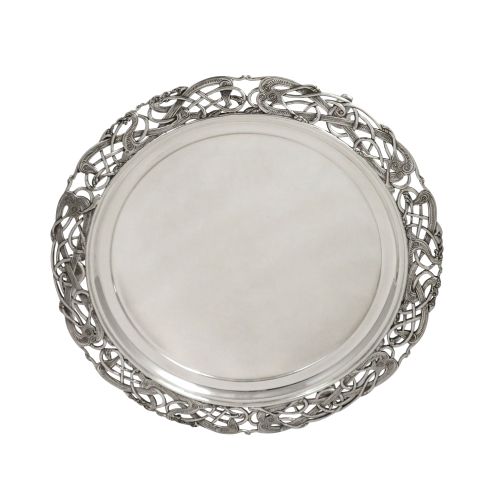 Antique Irish Sterling Silver 12" Tray / Salver - Dublin 1925