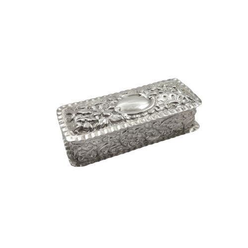 Antique Victorian Sterling Silver Ring Box 1900