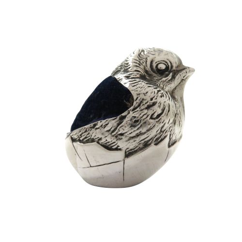 Antique Edwardian Sterling Silver Hatching Chick Pin Cushion 1907