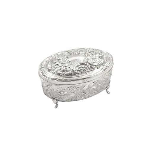 Antique Edwardian Sterling Silver Trinket Box 1906
