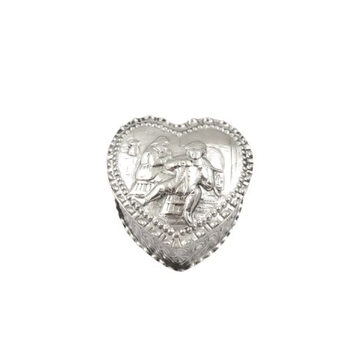 Antique Victorian Sterling Silver Heart Shape Trinket Box 1889