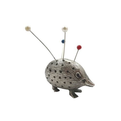 Antique Edwardian Sterling Silver Hedgehog Pin Cushion 1905
