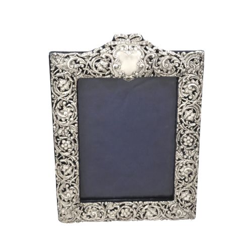 Large Antique Victorian Sterling Silver 12" Photo Frame 1900