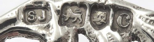 fig 1. Pair of Antique Victorian Sterling Silver Cherub Name Place/Menu Holders 1898