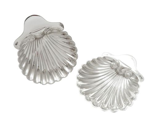 fig 1. Pair of Antique Victorian Sterling Silver Shell Dishes 1895