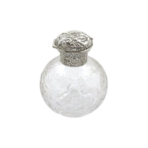 Antique Victorian Sterling Silver & Glass Scent/perfume Bottle 1890