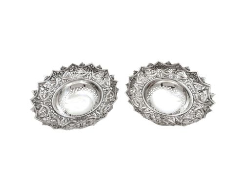 fig 1. Pair of Antique Victorian Sterling Silver Dishes in Presentation Case 1897