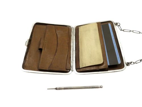 fig 1. Antique George V Sterling Silver Card Case / Aide Memoire 1919