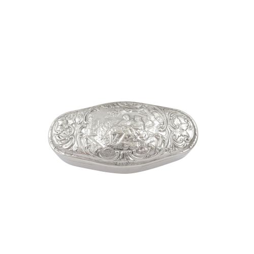 Antique Victorian Sterling Silver 'Lovers' Trinket Box 1899