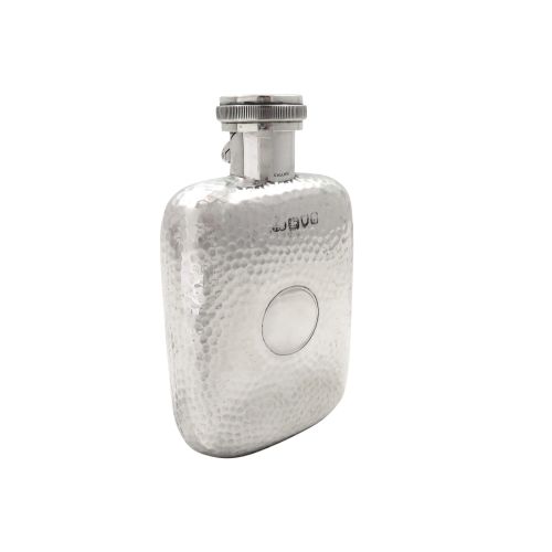 Antique Victorian Sterling Silver 4" Hip Flask 1896