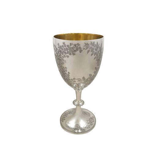 Antique Victorian Sterling Silver 10 3/4" Wine Goblet 1876